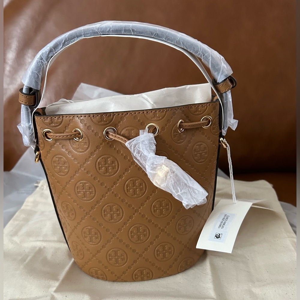 Tory Burch T Monogram Leather Mini Bucket Bag
